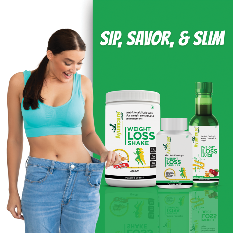 Ayurvedic Weight Management Kit – Ayurvedic Fat Burn Capsules + Wellness Juice + Plant Protein Blend | High Protein & Fiber for Natural Fat Burn | Men & Women